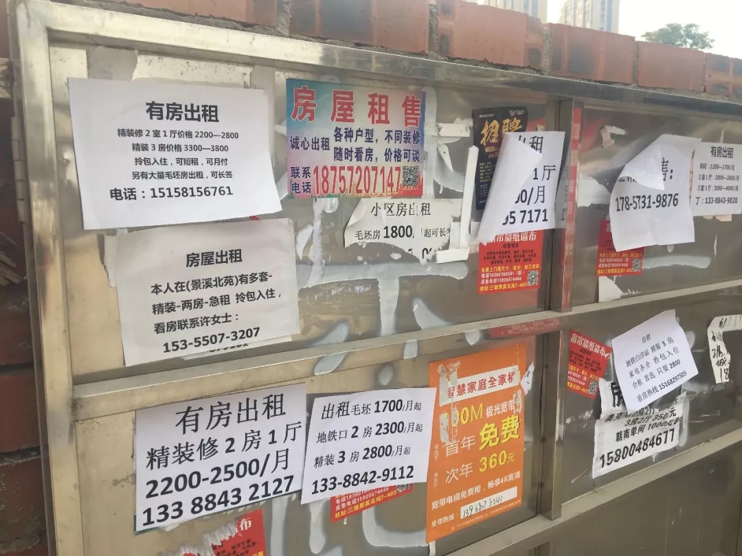 星匯悅城南側(cè)公告欄 房屋經(jīng)紀(jì)與房屋出租廣告的觀察